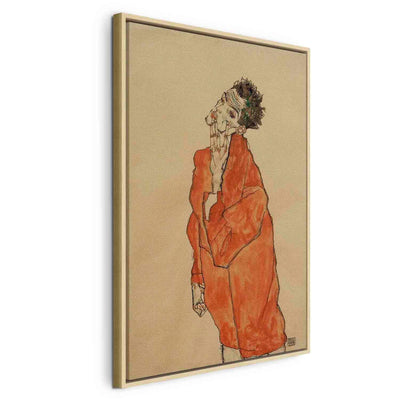 Картина в деревянной раме - Автопортрет (Мужчина в оранжевой куртке) G ART