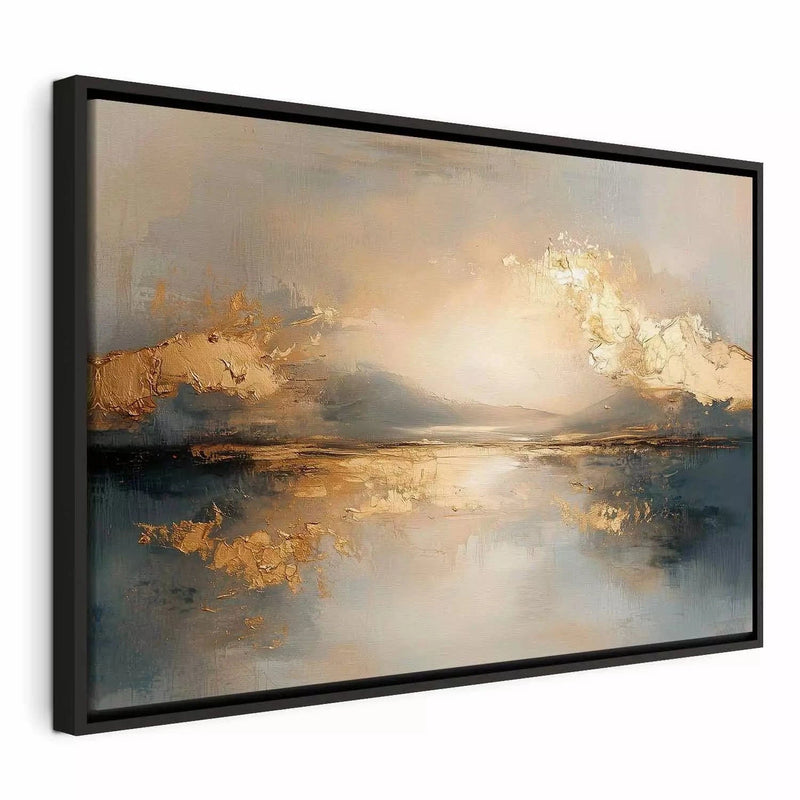 Painting in a black wooden frame - Abstraction - Golden reflection, Premium G ART