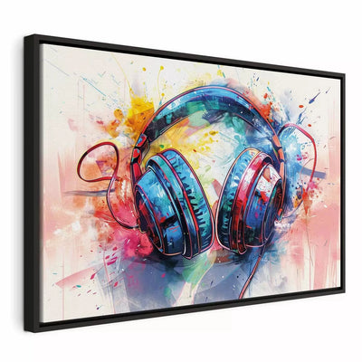 Painting in a black wooden frame, for a youth room - Abstract music, 162540 G ART