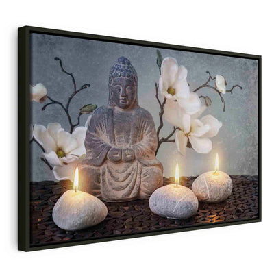 Картина в черной деревянной раме - Будда и камни G ART