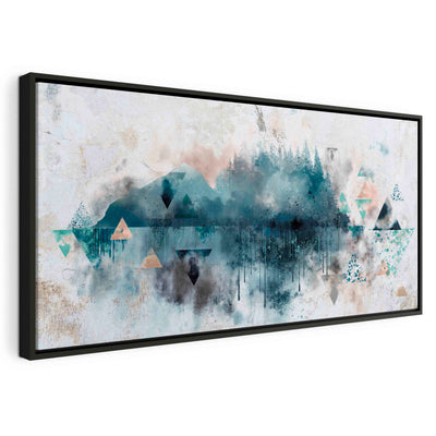 Painting in a black wooden frame - Geometric landscape G ART