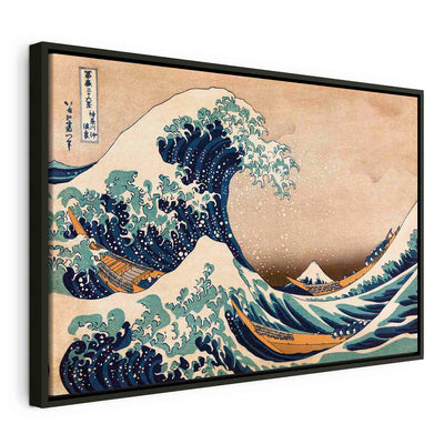 Картина в черной деревянной раме - Большая волна Канагавы (Репродукция) G ART