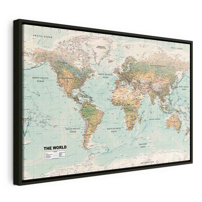 Картина в черной деревянной раме - Карта мира: Красивый мир G ART