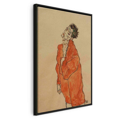 Painting in a black wooden frame - Self-portrait (Man in an orange jacket) G ART