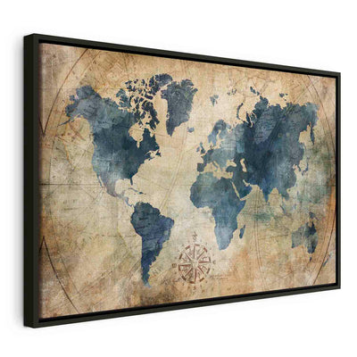 Glezna melnā koka rāmī - Retro karte - uz audekla G ART