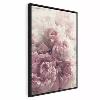 Painting in a black wooden frame - Delicate peonies - 125744, pink color G ART