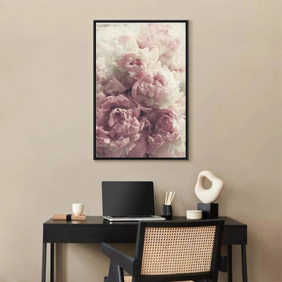 Painting in a black wooden frame - Delicate peonies - 125744, pink color G ART