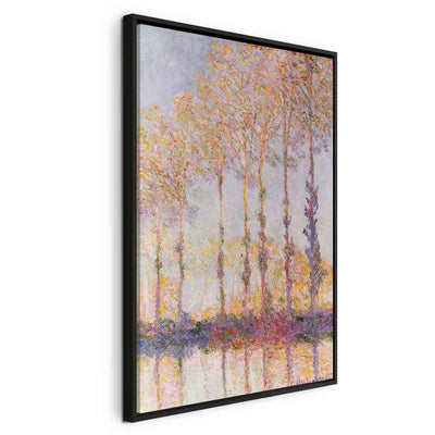 Картина в черной деревянной раме - Тополи на берегу реки Эпте G ART