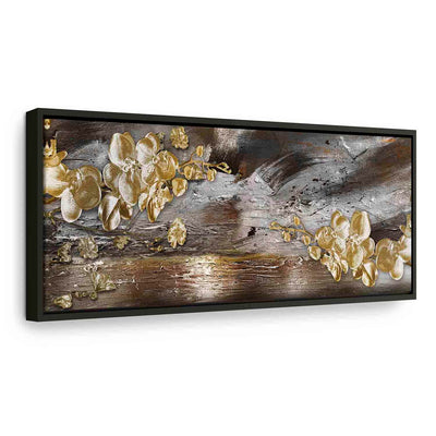 Glezna melnā koka rāmī - Zelta dārzs, 90x30 cm G ART