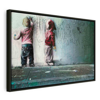 Painting in a black wooden frame - Drawing on the wall G ART