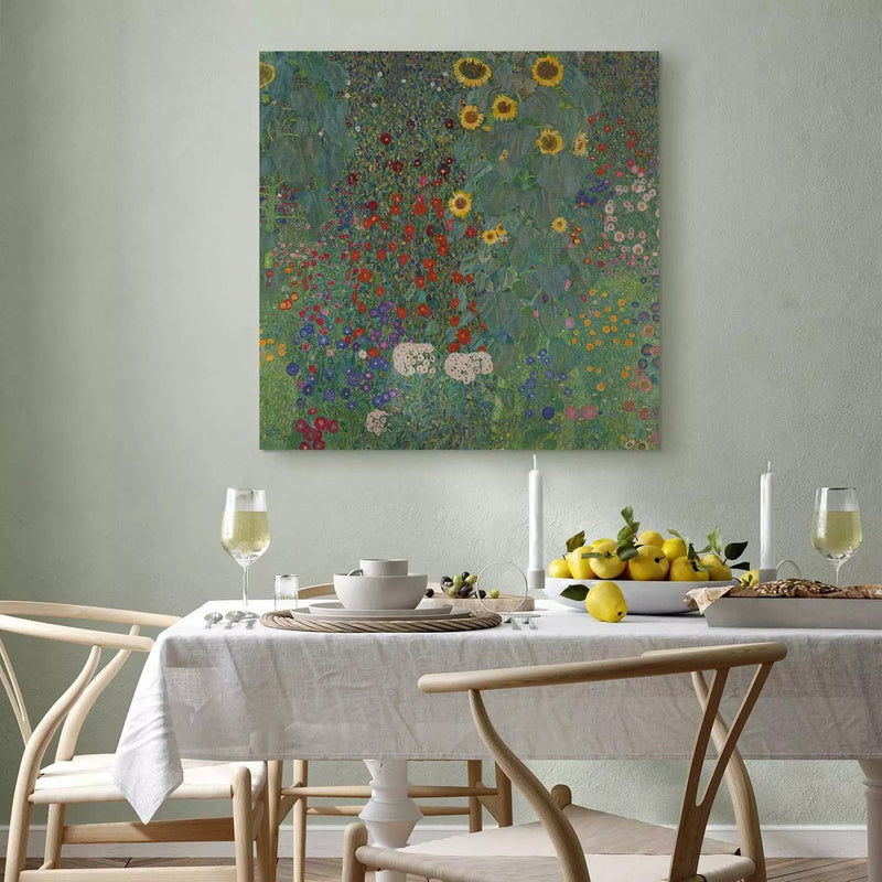 Gleznas reprodukcija - Gustav Klimt - Lauku dārzs ar saulespuķē, cena G-ART