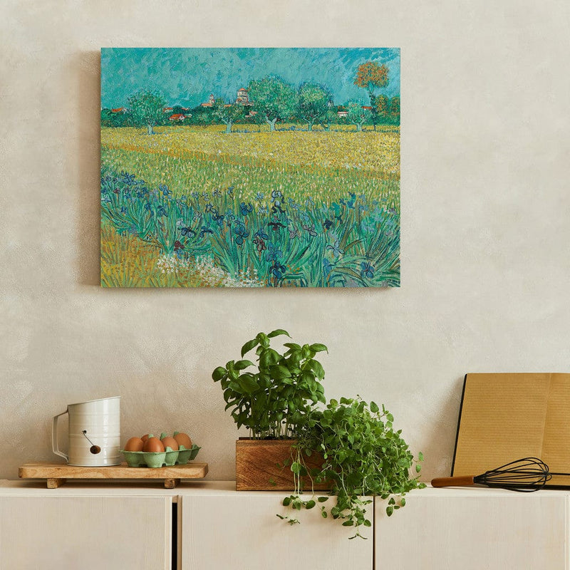 Maalauksen lisääntyminen (Vincent Van Gogh) - Arlas -näkymä Iriksen kanssa etualalla G Art