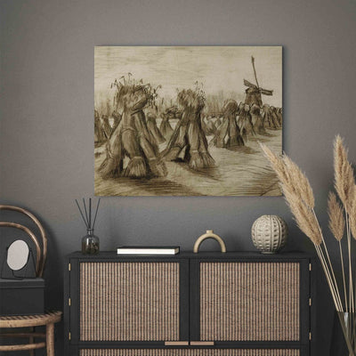 Tapybos reprodukcija (Vincentas Van Gogas) - kviečių laukas su sijomis ir vėjo malūnais G Art