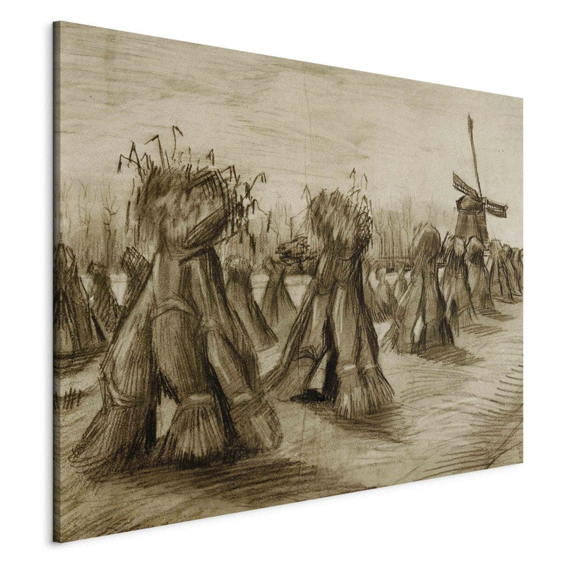 Maalauksen lisääntyminen (Vincent Van Gogh) - Vehnäkenttä palkeilla ja tuulimyllyillä G Art