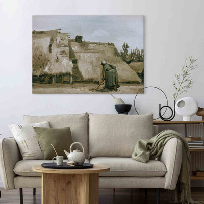 Воспроизведение живописи (Винсент Ван Гог) - коттедж с рабочим фермером G Art