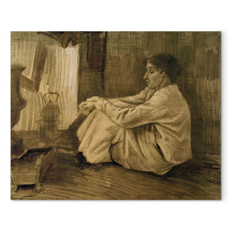Maalige reprodutseerimine (Vincent Van Gogh) - sigariga naine istub ahjus G Art