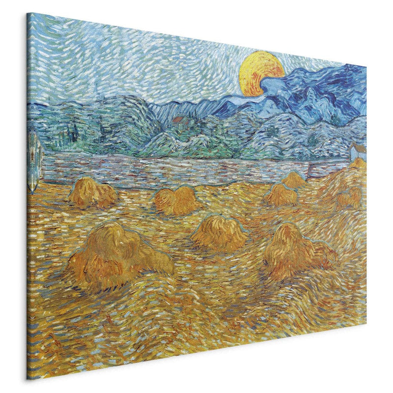 Reproduction of painting (Vincent van Gogh) - evening landscape with growing month g art