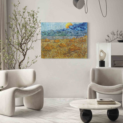 Gleznas reprodukcija (Vinsents van Gogs) - Vakara ainava ar augošu mēnesi G ART