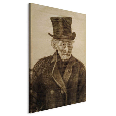 Tapybos reprodukcija (Vincentas Van Gogas) - senas vyras su skrybėlės menu