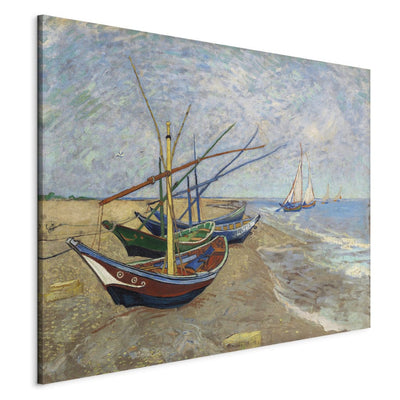 Tapybos atkūrimas (Vincentas Van Gogas) - žvejybos valtys Saintes Maries de la Mer Beach G Art