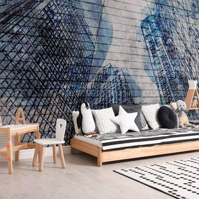 Graffiti Wall Murals With New York Architecture and Ink effect, 60759 G-Art