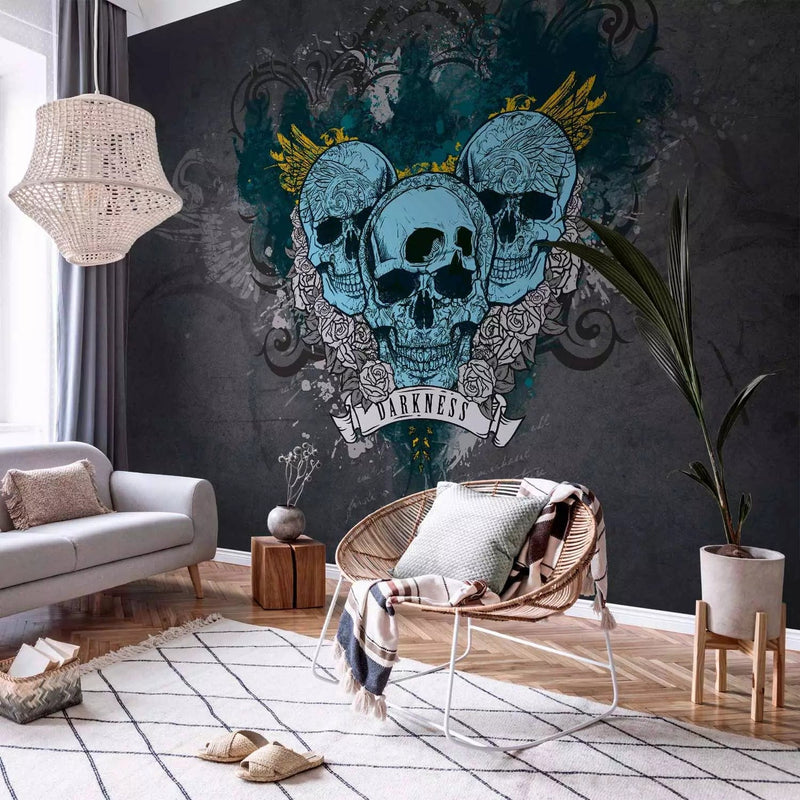 Wall Murals with graffiti - skull blue - Dark III, 60611g -art