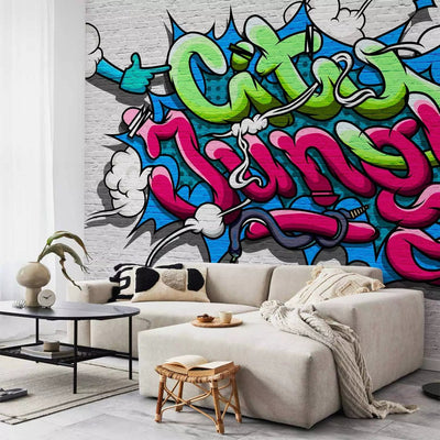 Graffiti Wall Murals - street art with large text and parrot, 60765 g-art