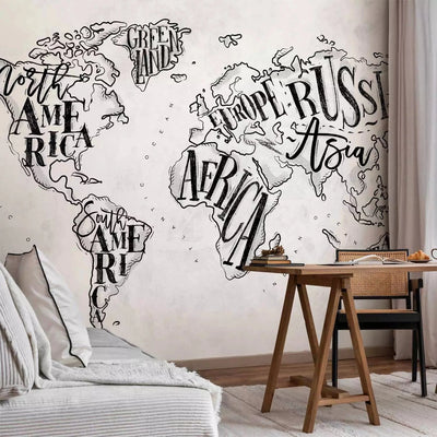 250x175 cm, PREMIUM Wall Murals Retro continents, 113802