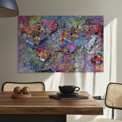 Glezna – abstrakta pasaules karte - Džeksona Polloka iedvesma, 92599 G-ART.