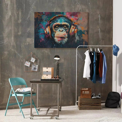 Canva for a youth room with a monkey - Monkey in headphones, 162538 G-ART