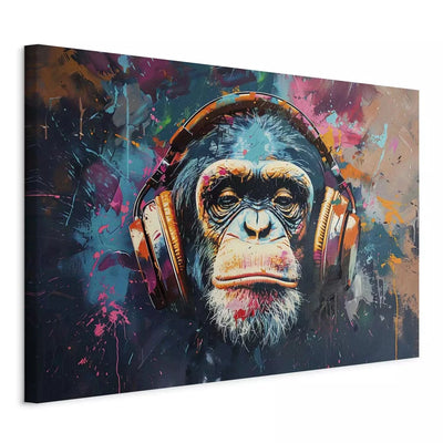 Canva for a youth room with a monkey - Monkey in headphones, 162538 G-ART