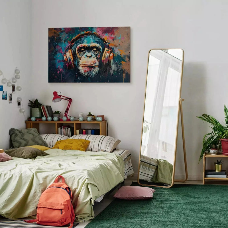 Canva for a youth room with a monkey - Monkey in headphones, 162538 G-ART