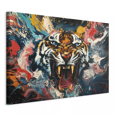 Canva with a tiger - street art wild tiger in multi-colored version G-ART