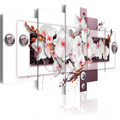 Glezna – baltas orhidejas rozā un violetos toņos, (x5), 92736 G-ART