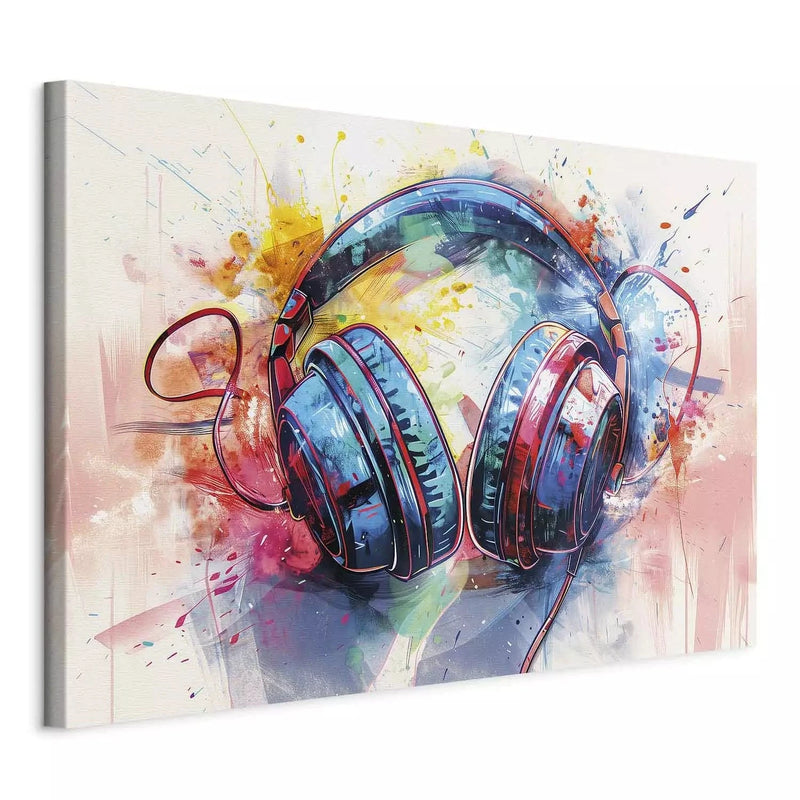 Canva for a youth room - DJ headphones in a colorful graffiti illustration G-ART