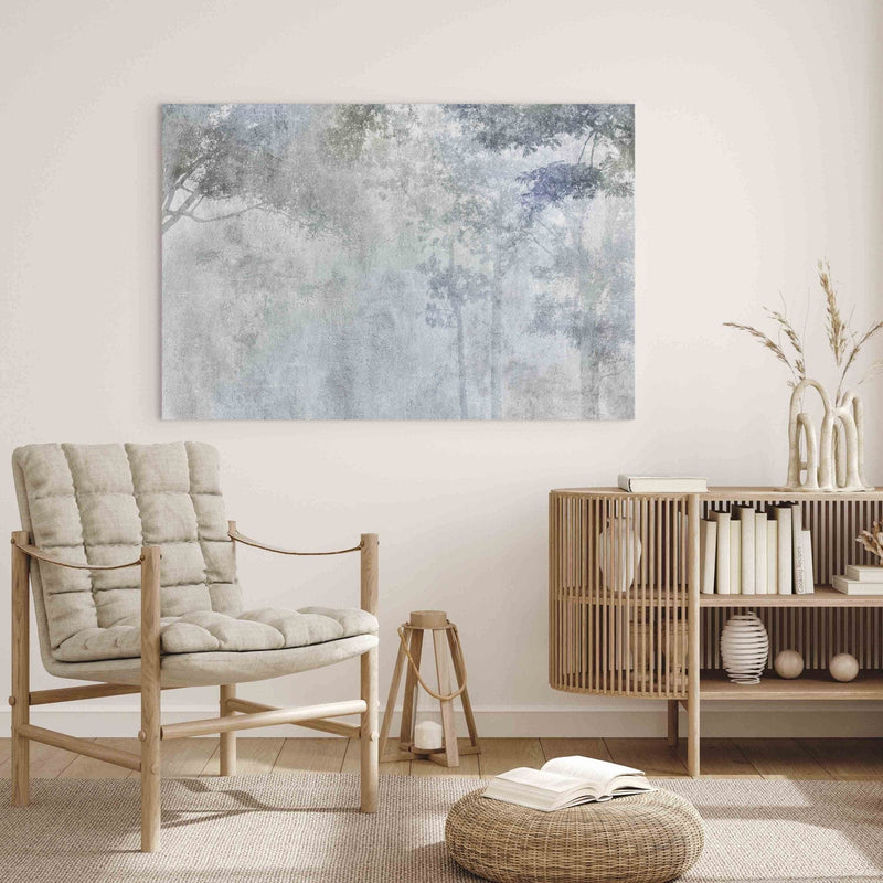 Glezna ar dabu - Koki miglā - ainava zilos un pelēkos toņos, 151463 G-ART