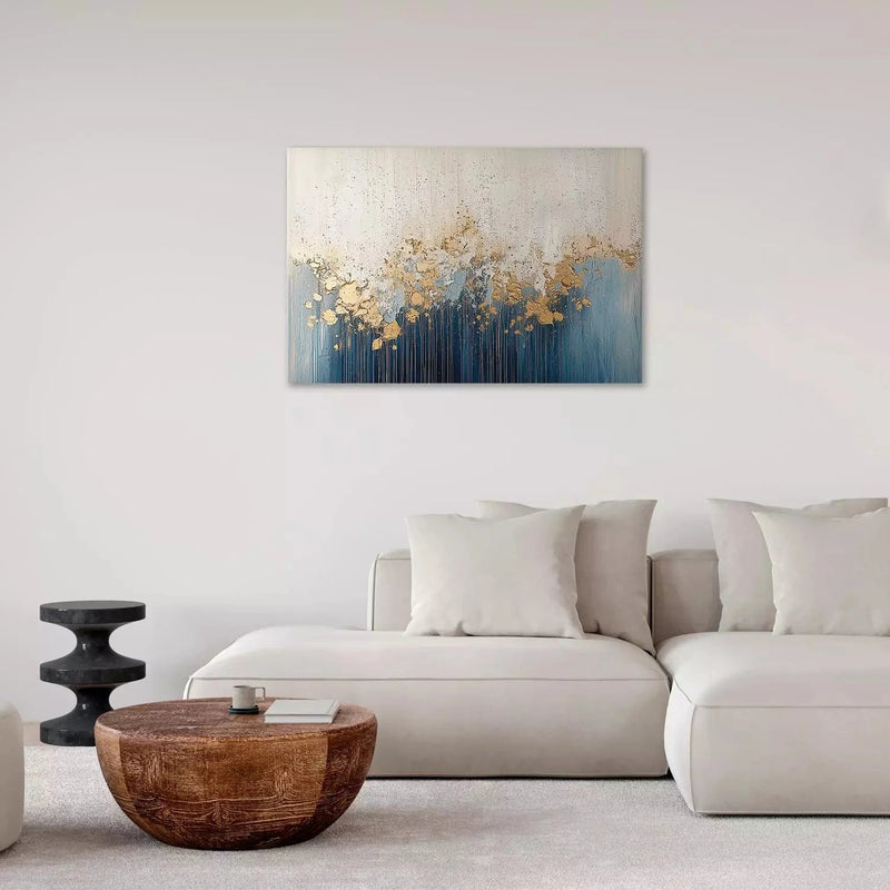 Canva - Delicate waves - gold accents on a blue background -162001 G-ART