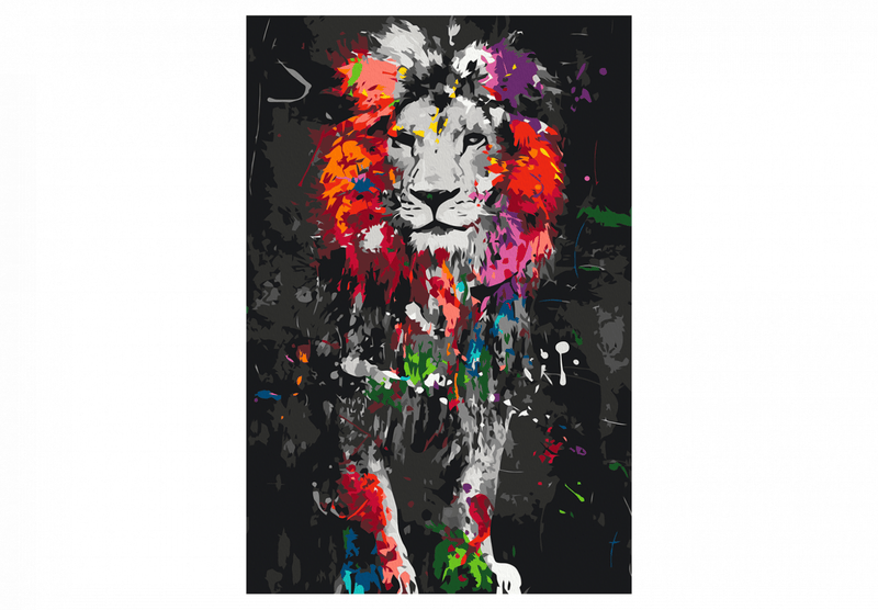 Canva on the canvas "Paint by digits" - colored lion, 40x60 cm artgeist