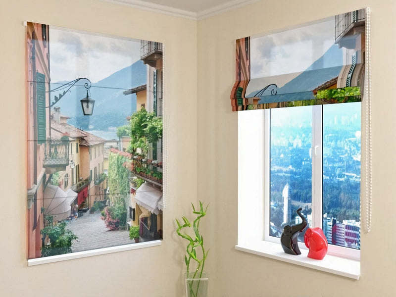 Roman blinds with a beautiful view from the window - In Old Italy Tapetenshop.lv