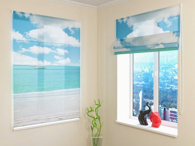 Roman blinds with print - rest by sea - easy to install walletershop.lv