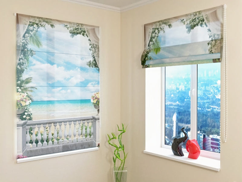 Beautiful Roman blinds with print - Nature article - Sea View of Tapetenshop.lv