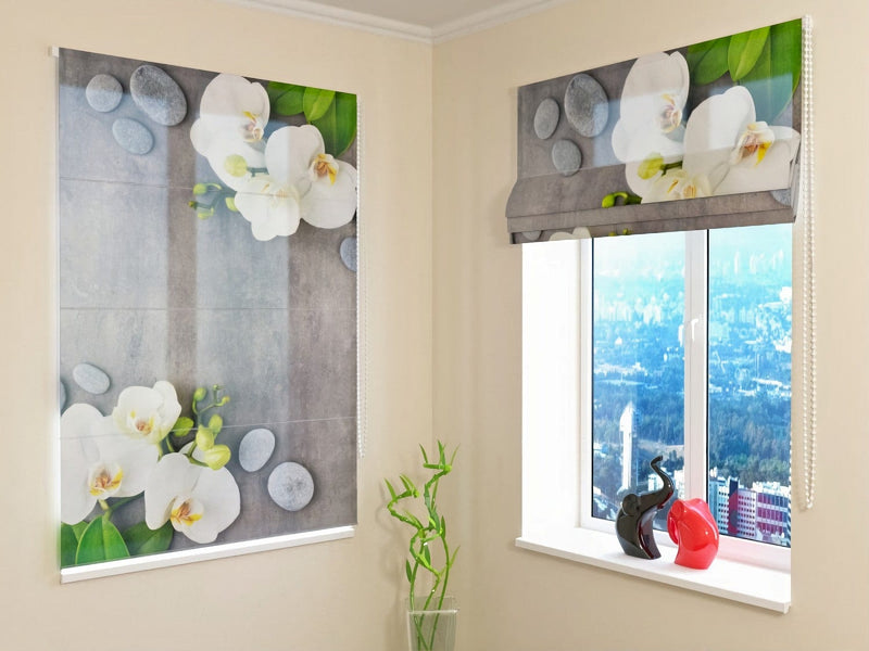 Roman blinds for a soothing atmosphere - white orchid and spa walletenshop.lv