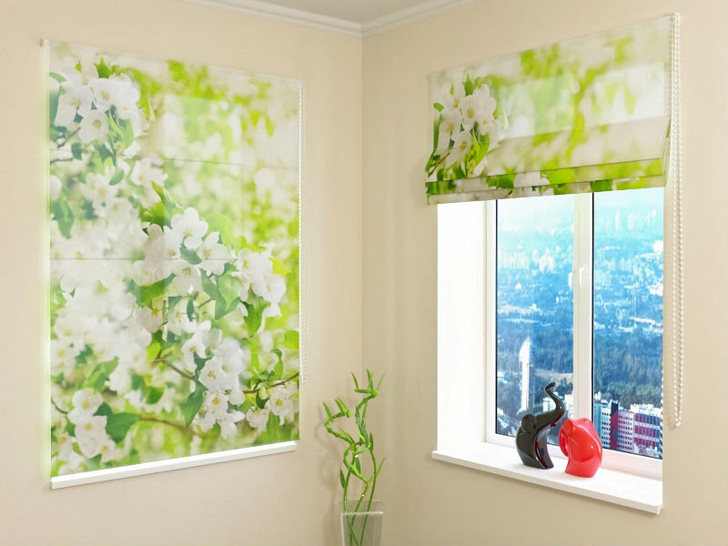 Roman blinds - Spring Mood - White Flowering Tree Tapetenshop.lv