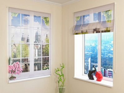 Roman blinds with print - Charming view from the window - production Tapetenshop.lv