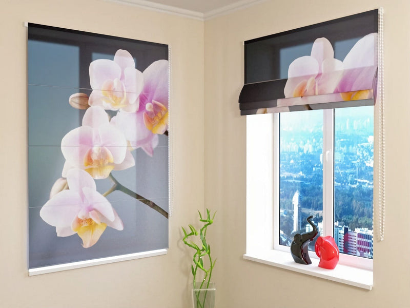 Roman blinds with floral print - elegant orchids - buy wallpaper.lv