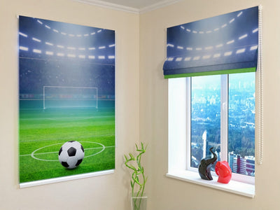 Roman blinds for youth room with football - Football stadium Tapetenshop.lv