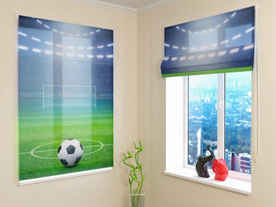 Roman blinds for youth room with football - football stadium Tapetenshop.lv