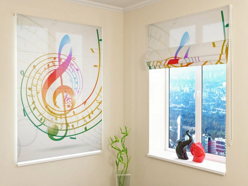 Roman blinds with music - colorful musical abstraction Tapetenshop.lv