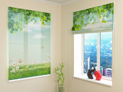 Summer Roman blinds with nature print - Summer landscape - order Tapetenshop.lv