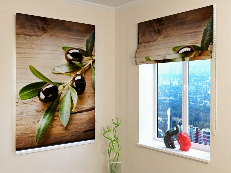 Roman blinds for kitchen - Black olives - by your size Tapetenshop.lv